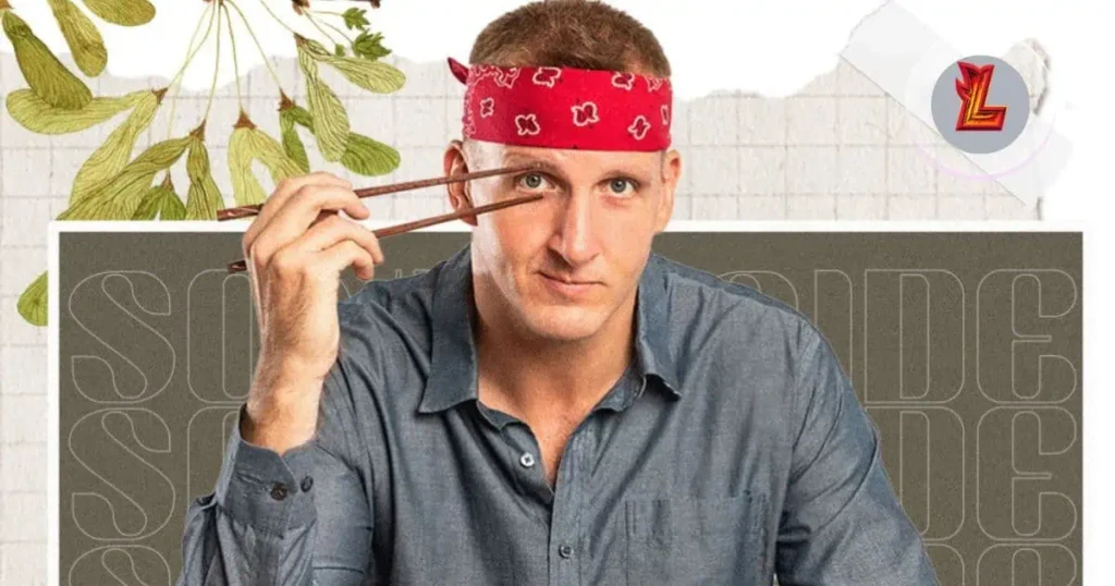 Will Sonbuchner, a man with a bandana, expertly handles chopsticks, highlighting his unique style and culinary skills.